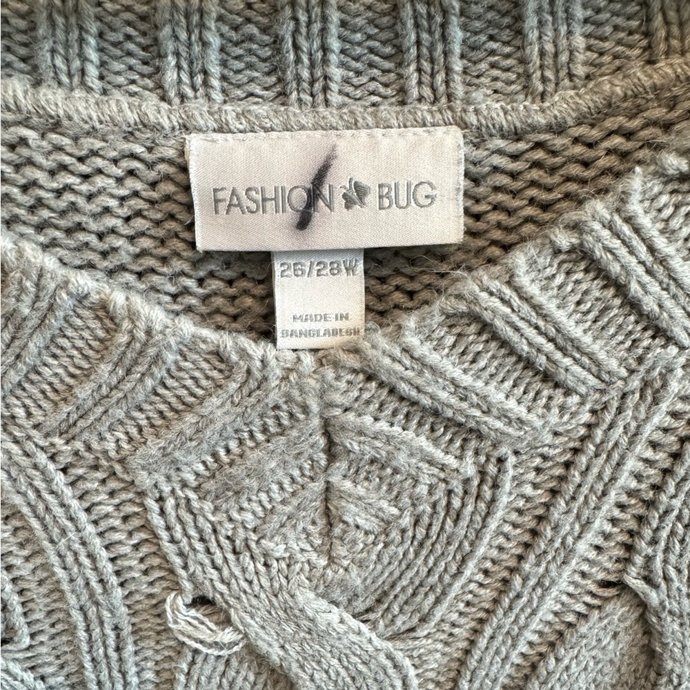 Fashion Bug Women's V-Neck Grey Knitted Sweater Size 26/28W - Picture 10 of 10